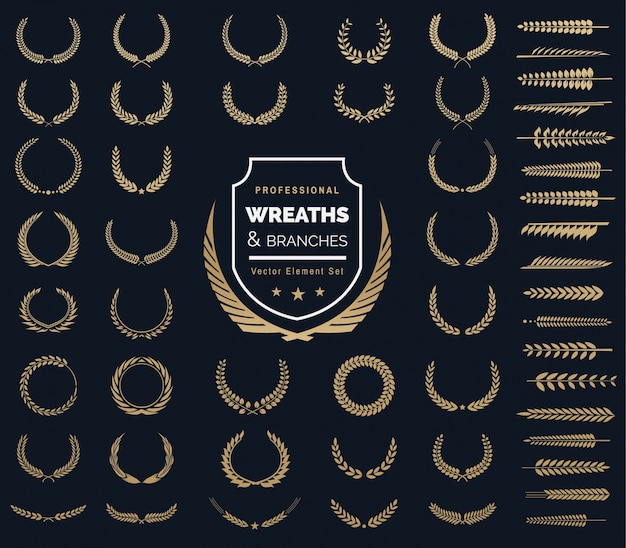 Crests Logo Element Set.heraldic Logo,vintage Laurel Wreaths, Logo Design Elements