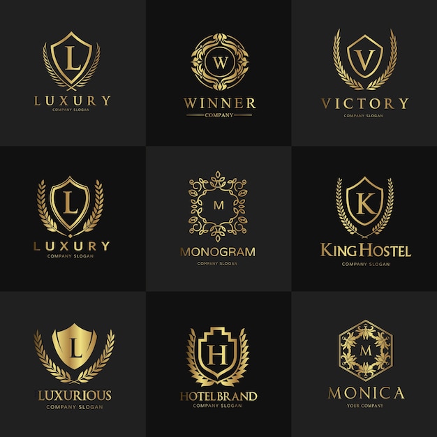 Premium Vector | Crests logo. luxury logo set design for hotel ,real ...