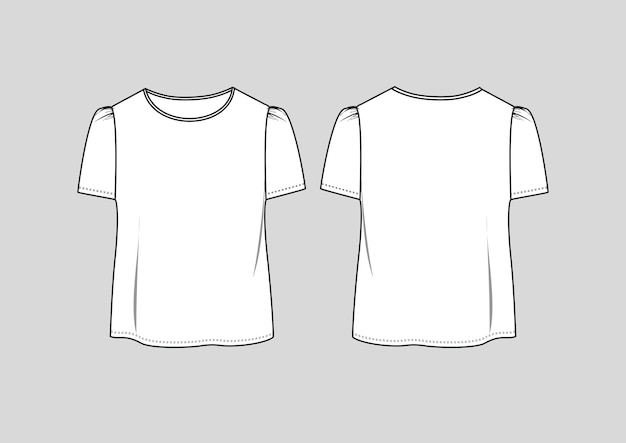 Premium Vector | Crew neck t-shirt fashion flat sketch