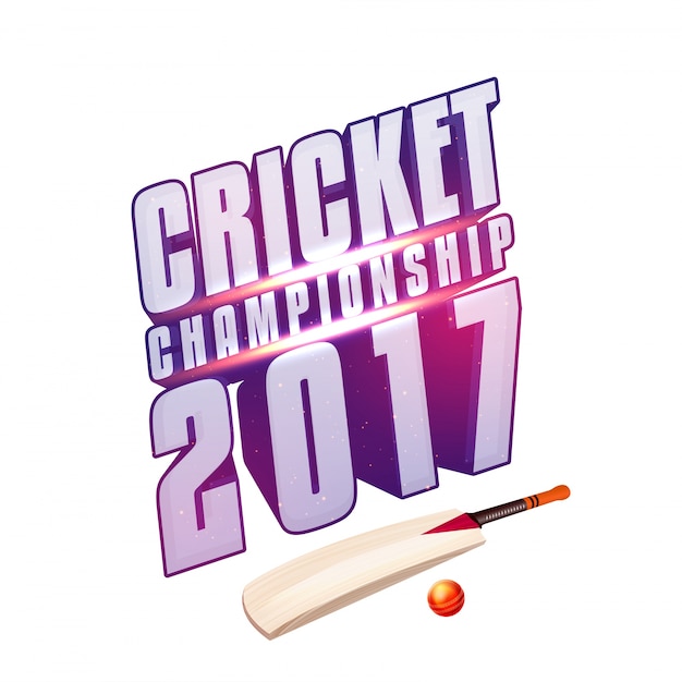 Cricket Championship 2017 text design with bat
and red ball on white background, Can be used as poster, banner or
flyer for Sports concept.