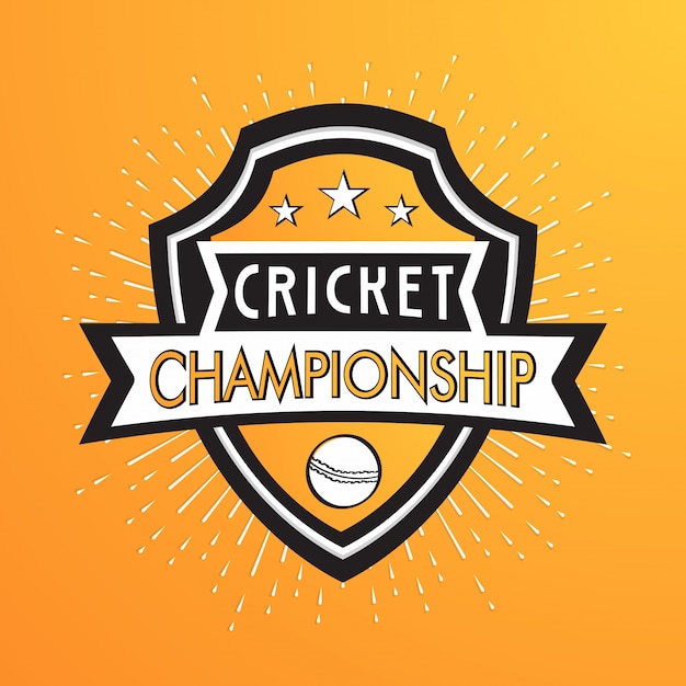 Cricket Championship badge design on abstract\
yellow background.