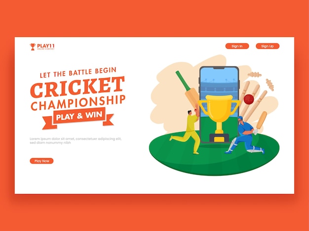 Premium Vector | Cricket championship responsive banner design with ...
