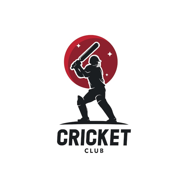 Premium Vector | Cricket player silhouette logo design vector