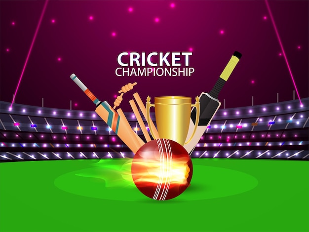 Premium Vector | Cricket tournament match concept with stadium and ...