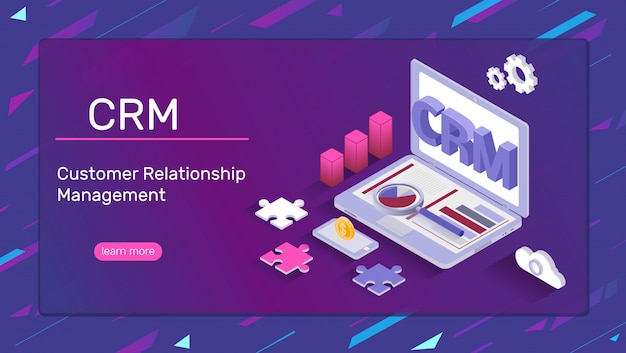 Crm system banner | Premium Vector