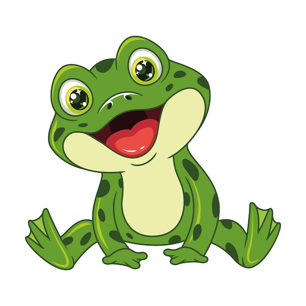 Premium Vector | Croaking green frog sitting