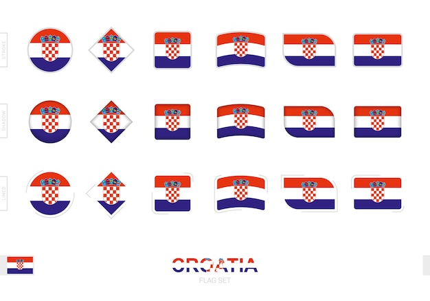 Premium Vector | Croatia flag set, simple flags of croatia with three ...