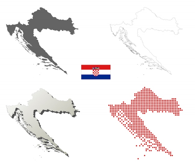 Premium Vector | Croatia vector outline map set