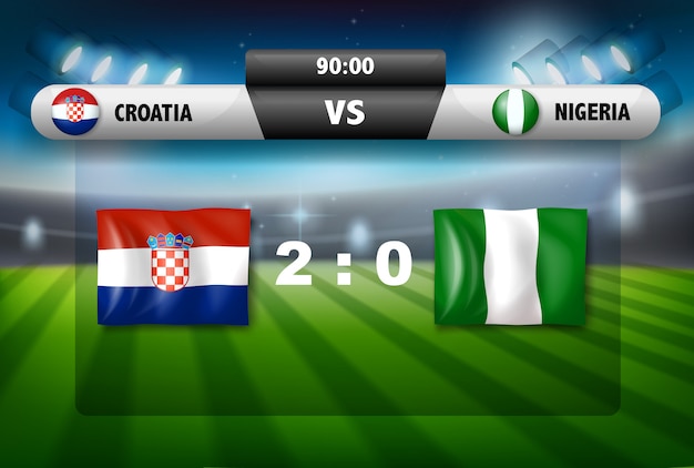 クロアチア対ナイジェリアサッカーゲーム プレミアムベクター