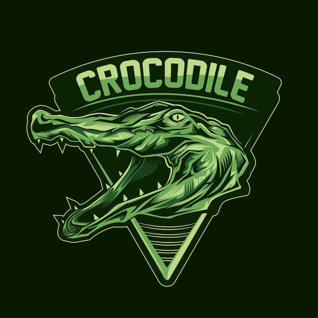 Premium Vector | Crocodile head logo with text on dark background