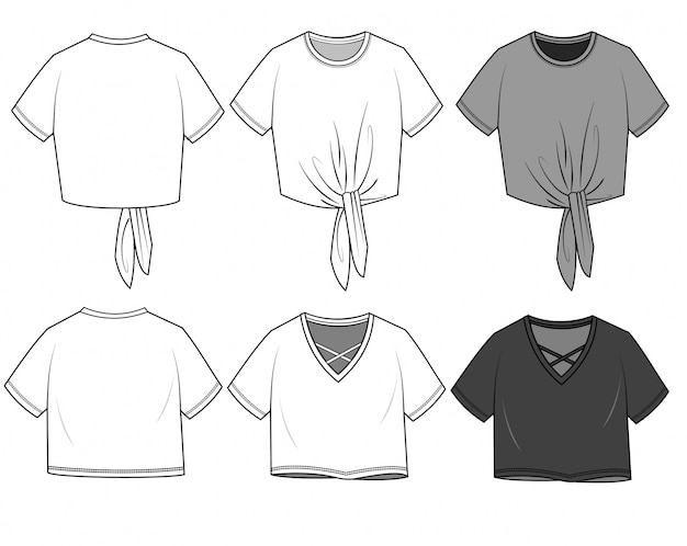 Download Crop tee fashion flat sketch template | Premium Vector