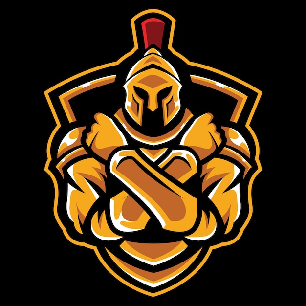 Premium Vector | Cross arm knight esport logo illustration