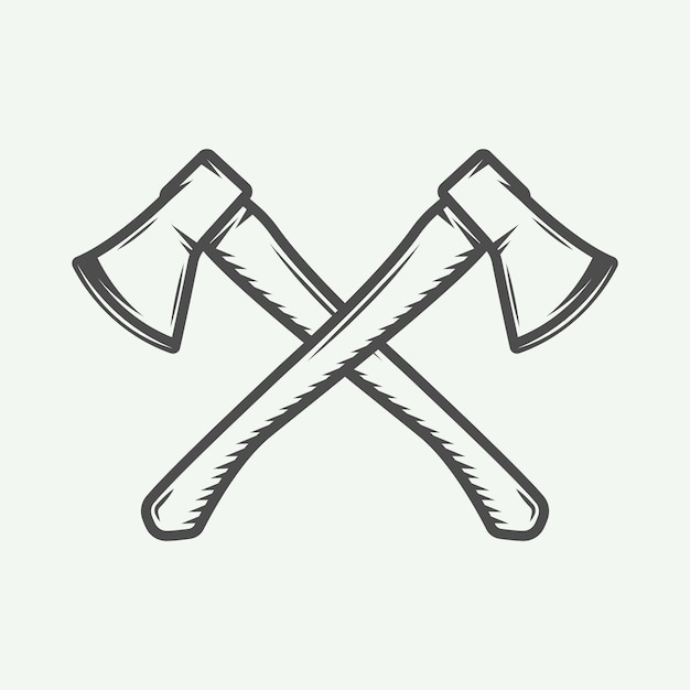Cross axes in retro style Premium Vector
