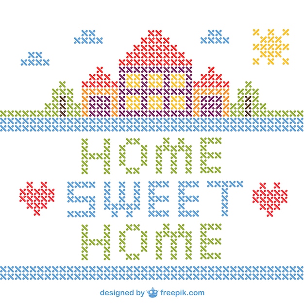 Download Free Vector | Cross stitch home sweet home vector
