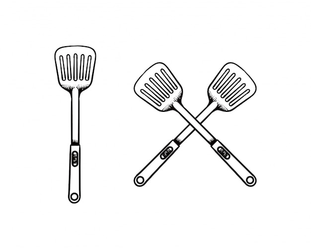 Premium Vector | Crossed spatula drawing