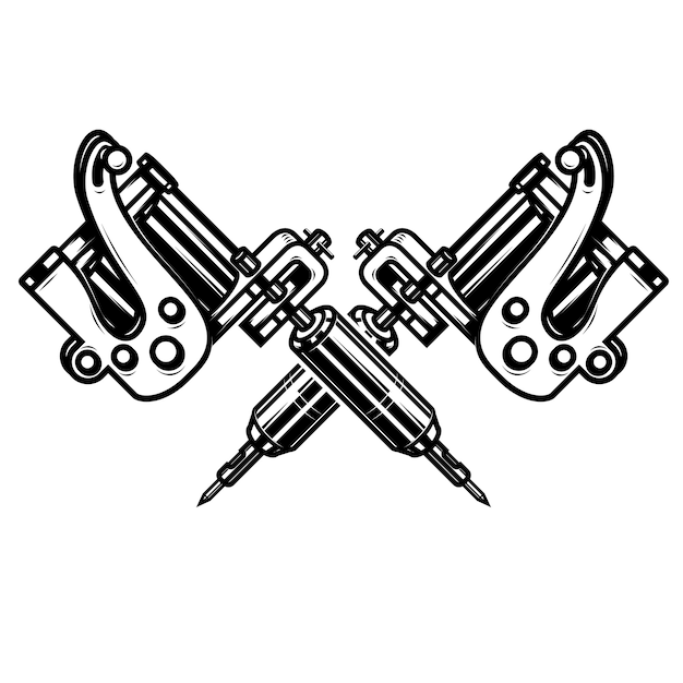 Premium Vector | Crossed tattoo machines on white background. element ...