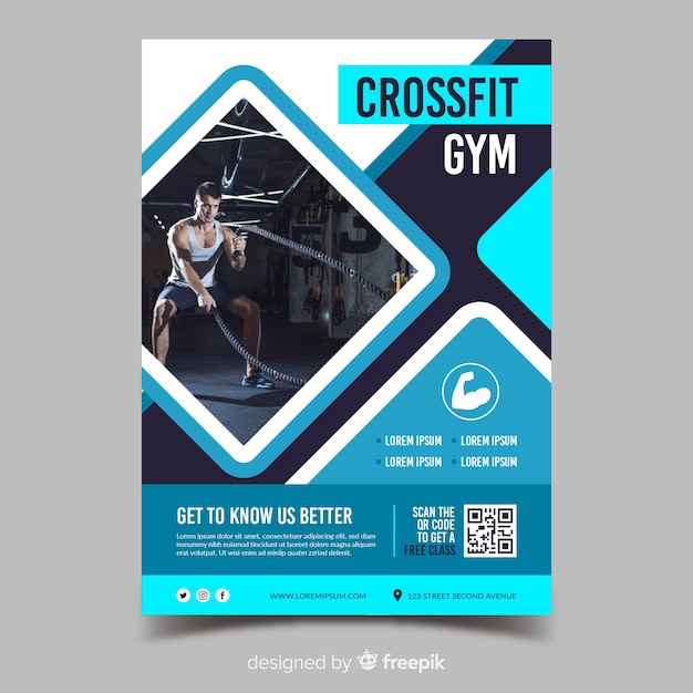 Free Vector Crossfit gym sport flyer template