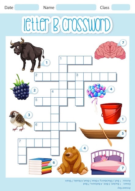 Free Vector | Crossword Letter B Game Template