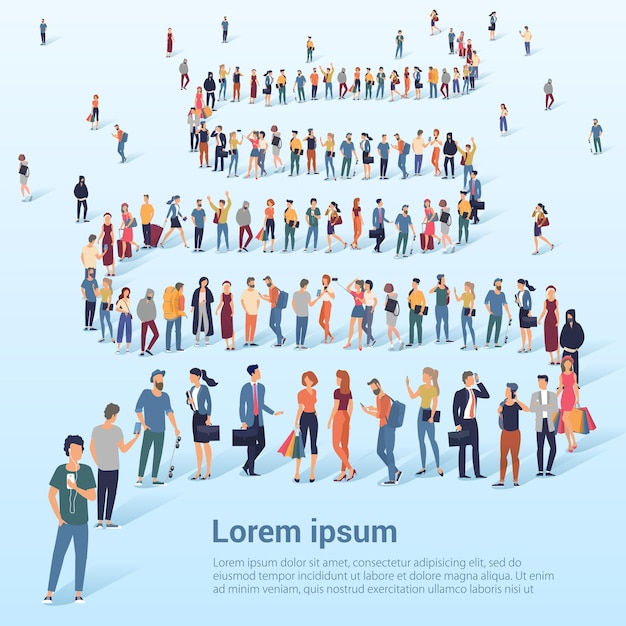 Premium Vector | Croud of people waiting in queune presentation and web ...