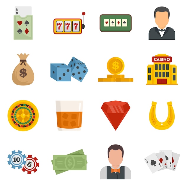 Premium Vector | Croupier icons set. flat set of croupier vector icons ...