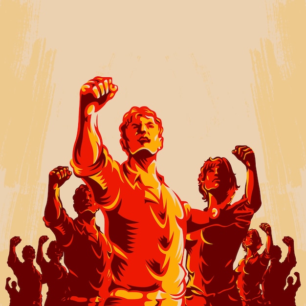 Premium Vector Crowd Protest Fist Revolution Poster Design
