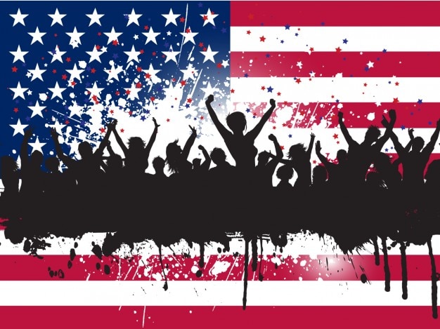 Crowd silhouettes independence day
background