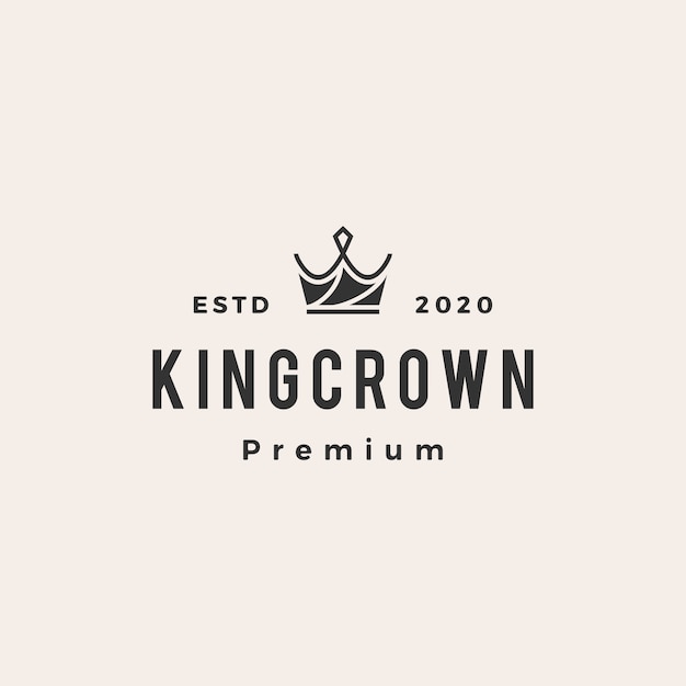 Crown hipster vintage logo icon illustration Premium Vector
