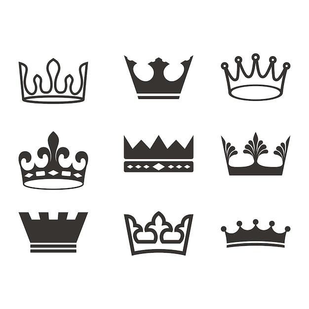 Download Crown logo set silhouette Vector | Premium Download