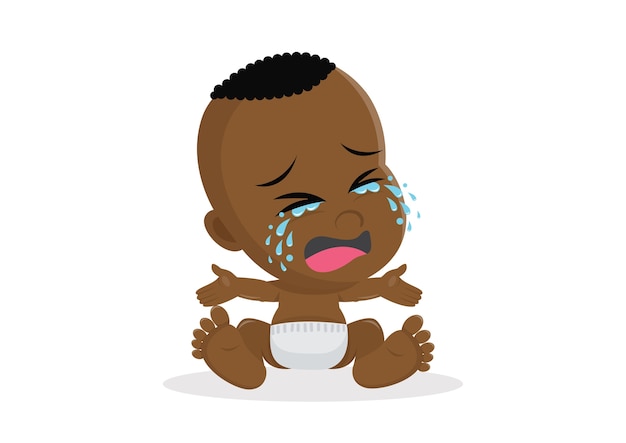 Download Crying african baby boy. | Premium Vector