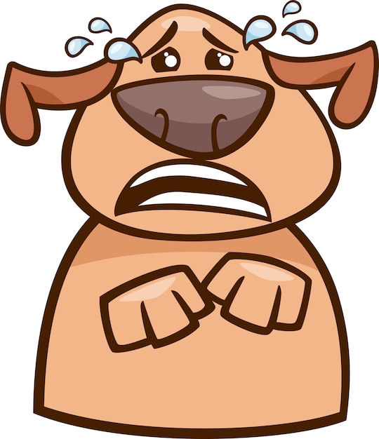 泣く犬の漫画のイラスト プレミアムベクター