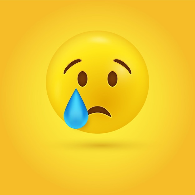 Premium Vector Crying Emoji Face With Tear From One Eye Illustration