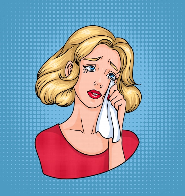 Download Crying woman face. sad blonde wiping tears with ...