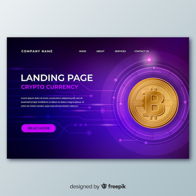 Cryptocurrency exchange landing page template Free Vector