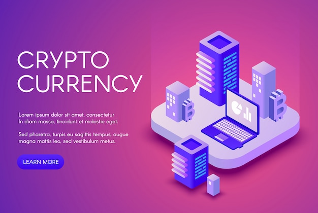 Bitcoin暗号化通貨マイニングとブロックチェーンのためのcryptocurrencyイラストポスター 無料のベクター