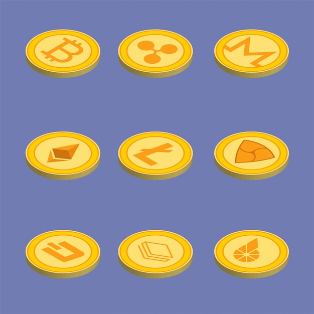 Download Premium Vector | Cryptocurrency isometric icon set. golden ...