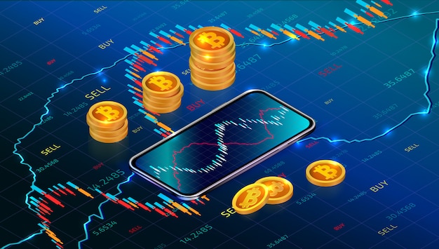 Premium Vector Cryptocurrency Stock Exchange Investment Mobile App Digital Money Market Forex Trading Chart