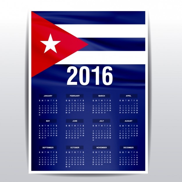 Cuba calendar of 2016 Vector Free Download