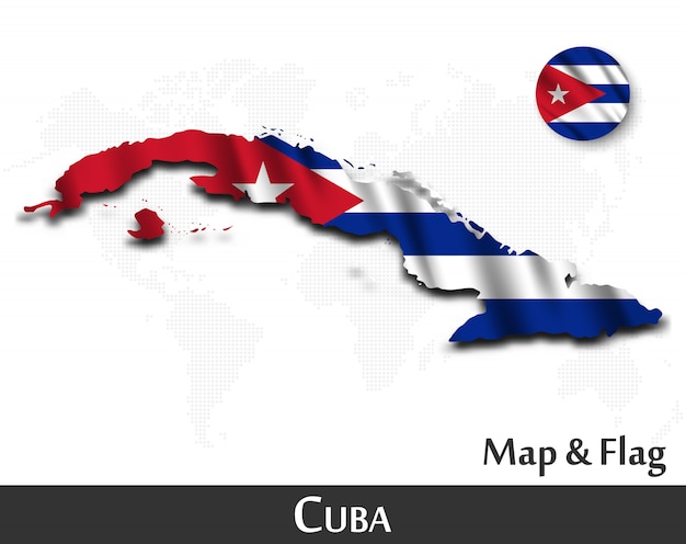 Cuba Map And Flag Waving Textile Design Dot World Map Background   Cuba Map Flag Waving Textile Design Dot World Map Background 18981 547 