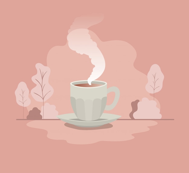 Premium Vector | Cup of coffee with plate isolated icon