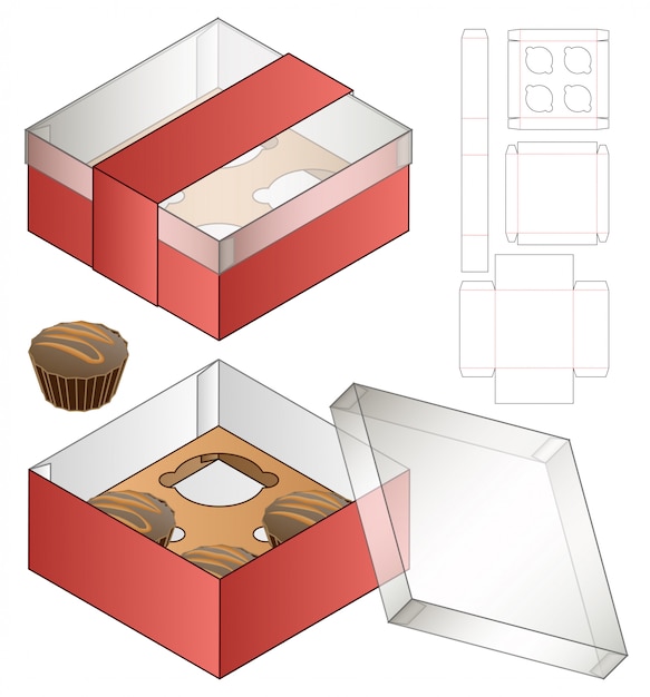 Download Premium Vector | Cupcake box packaging die cut template ...