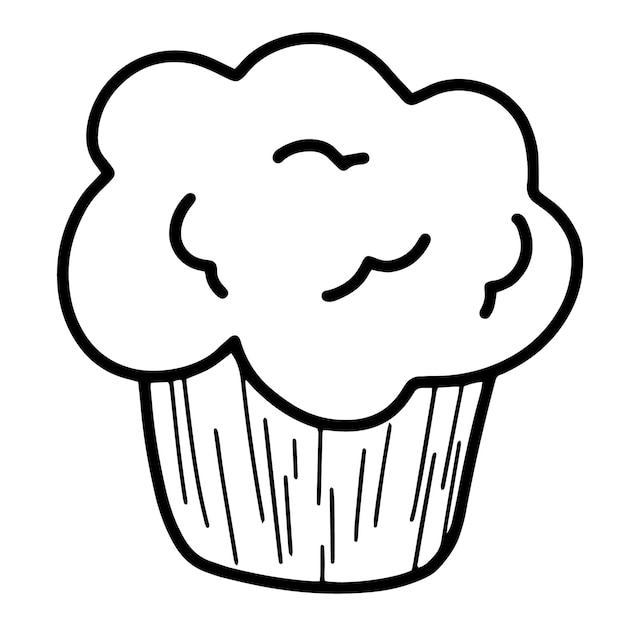 Premium Vector | Cupcake doodle linear coloring book