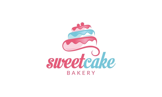 カップケーキのロゴ甘いケーキのロゴケーキショップのロゴケーキベーカリーのロゴベクトルlogotemplate プレミアムベクター
