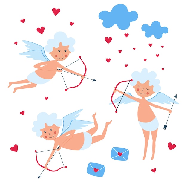 Premium Vector Cupids And Elements For Valentines Day 1219