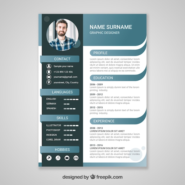 free-vector-curriculum-template-with-flat-design