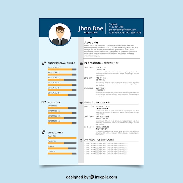 Premium Vector | Curriculum template with flat design