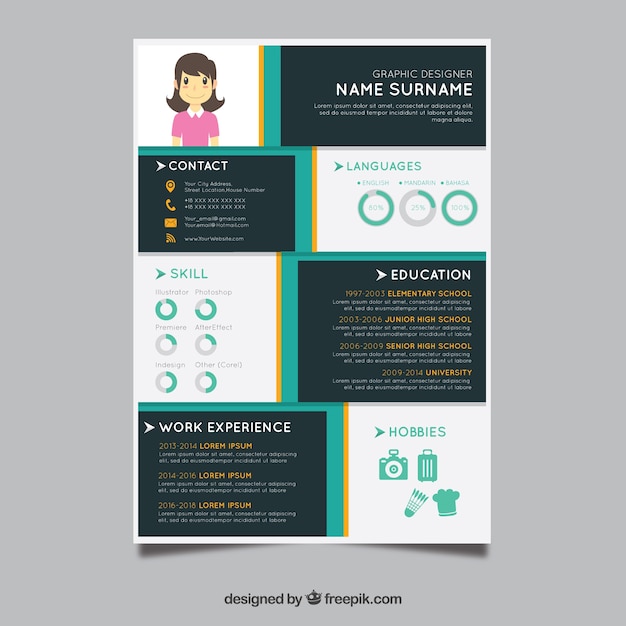 Download Free Curriculum Template With Flat Design Free Vector Use our free logo maker to create a logo and build your brand. Put your logo on business cards, promotional products, or your website for brand visibility.