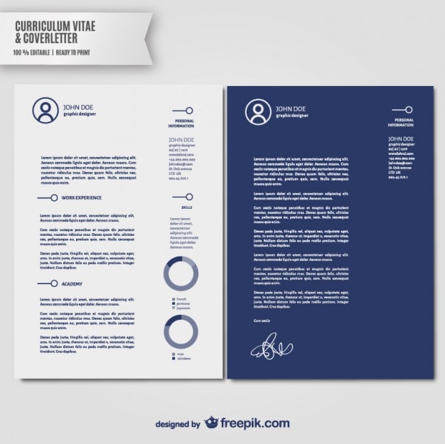 Curriculum Vitae And Cover Letter Template Vector Free Download
