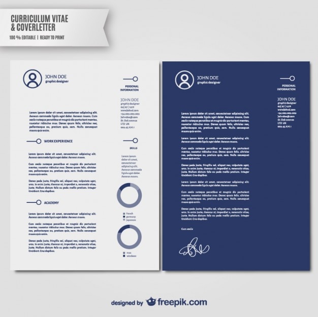 Curriculum vitae and cover letter template Vector | Free Download