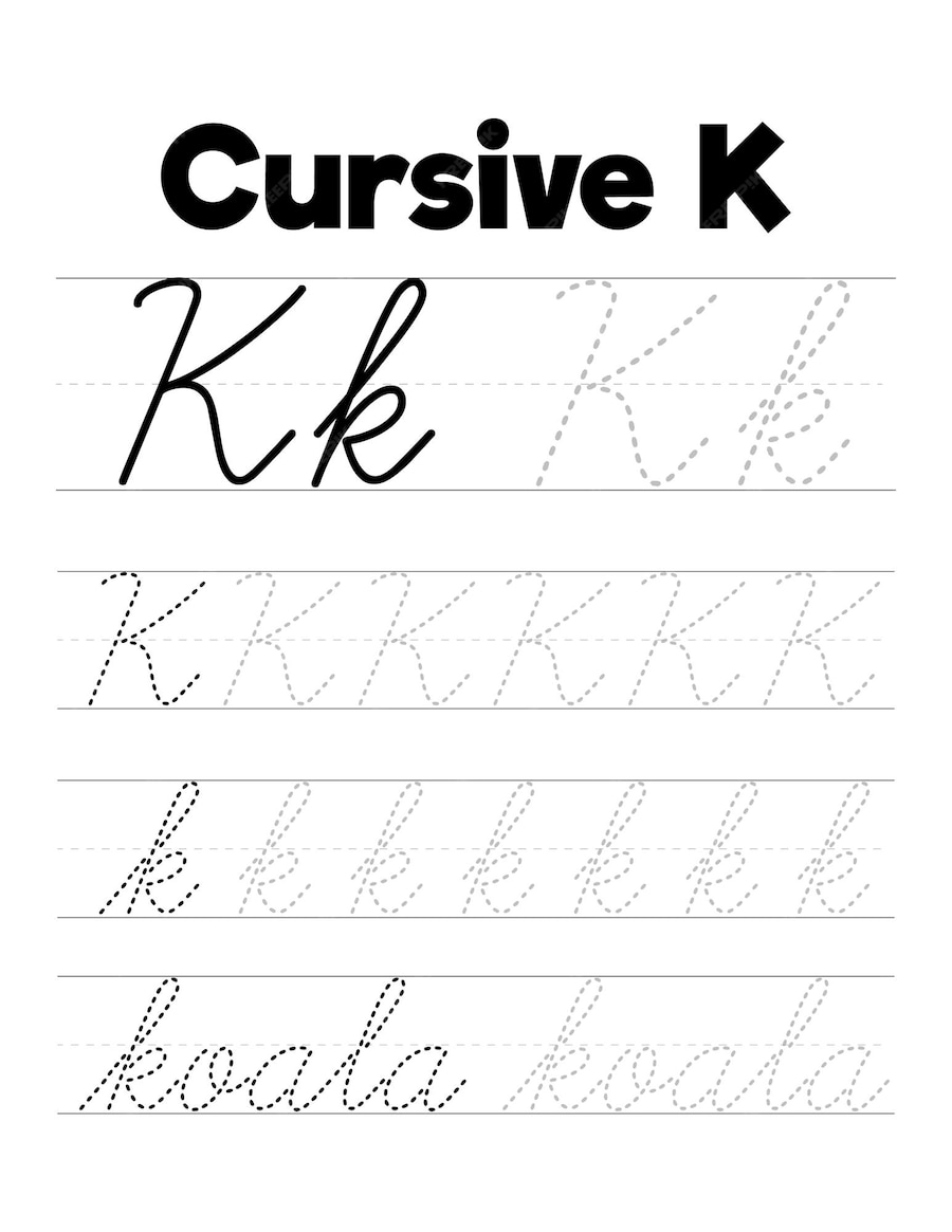 Premium Vector | Cursive handwriting practice worksheets for kids