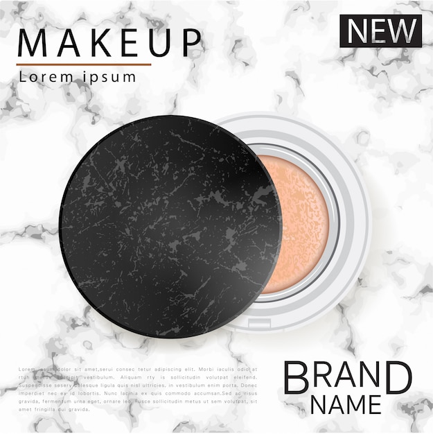 Premium Vector Cushion Foundation Makeup An Attractive Makeup Product With Textured Marble Background